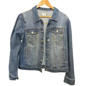 Crown & Ivy Women’s XL denim Blue Jean Trucker Jacket New